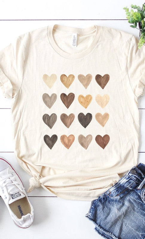 Neutral Heart Grid Graphic Tee PLUS - Aaria Tees