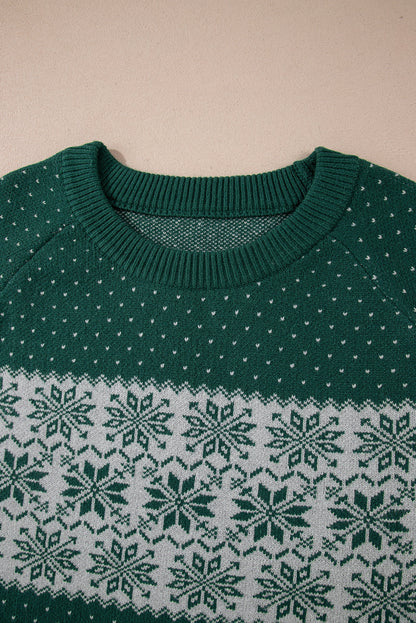 Plus Size Christmas Snowflake Crewneck Sweater
