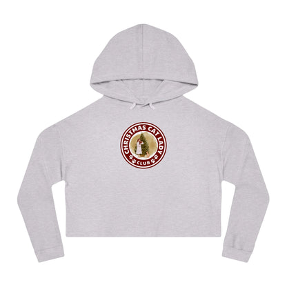 Christmas Cat Lady Club Women’s Cropped Hooded Sweatshirt