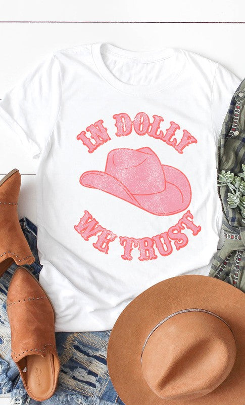 Retro In Dolly We Trust Hat Graphic Tee PLUS - Aaria Tees