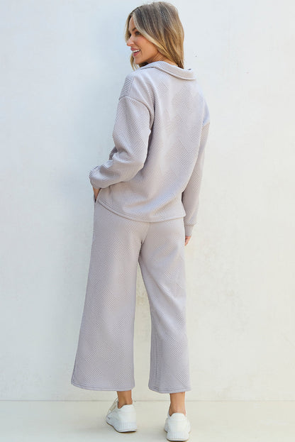 Laylah Textured Top and Pants Set - Aaria Tees