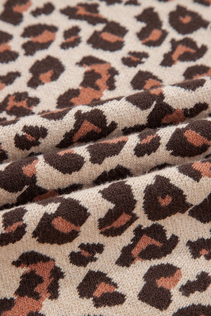 Leopard High Neck Long Sleeve Sweater Dress