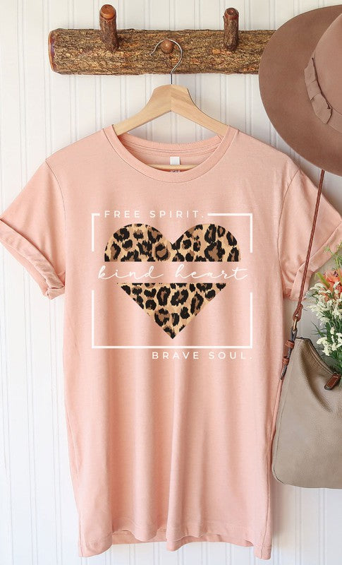 Free Spirit Leopard Heart Graphic Tee PLUS - Aaria Tees