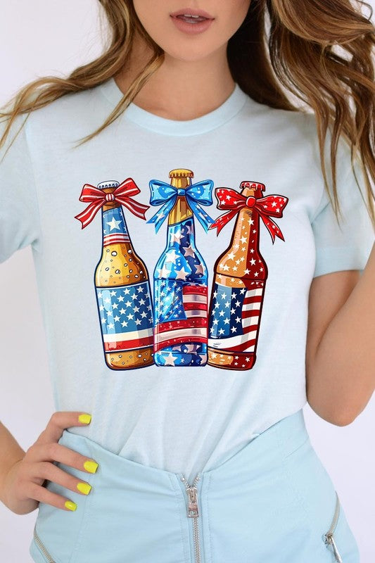 Patriotic Beer Bottles Graphic Plus Tee