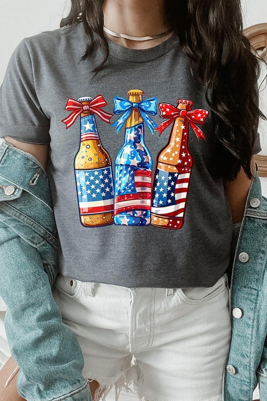 Patriotic Beer Bottles Graphic Plus Tee