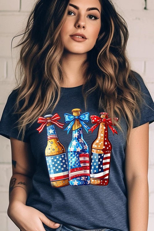 Patriotic Beer Bottles Graphic Plus Tee