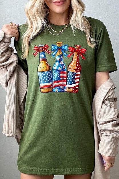 Patriotic Beer Bottles Graphic Plus Tee