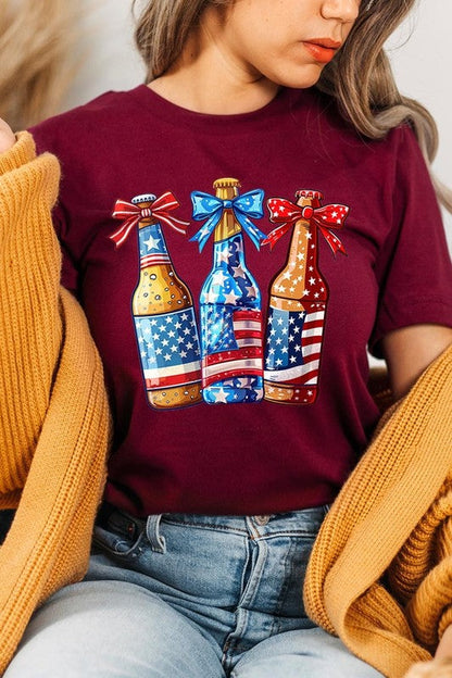 Patriotic Beer Bottles Graphic Plus Tee