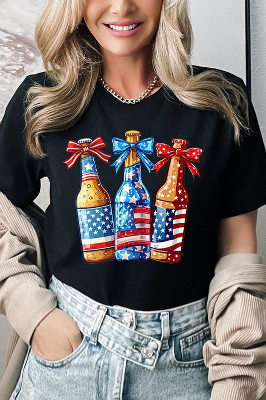 Patriotic Beer Bottles Graphic Plus Tee