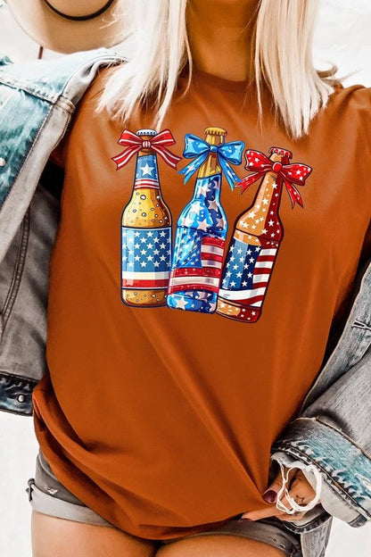 Patriotic Beer Bottles Graphic Plus Tee