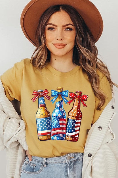 Patriotic Beer Bottles Graphic Plus Tee