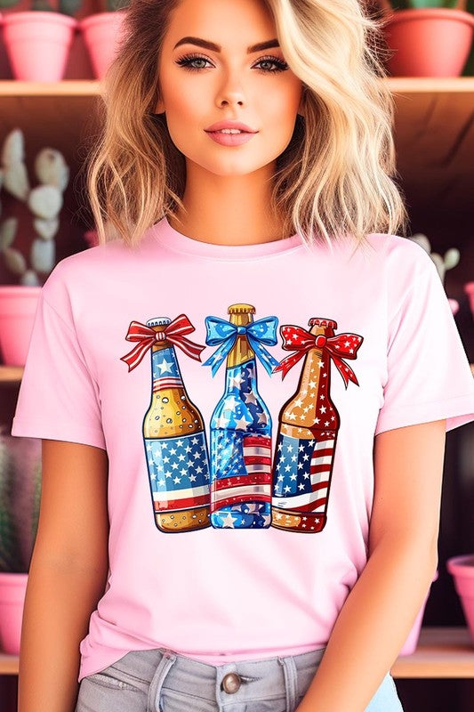 Patriotic Beer Bottles Graphic Plus Tee