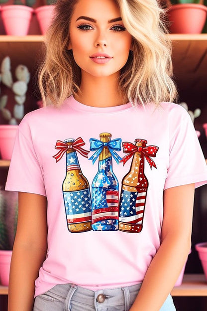 Patriotic Beer Bottles Graphic Plus Tee