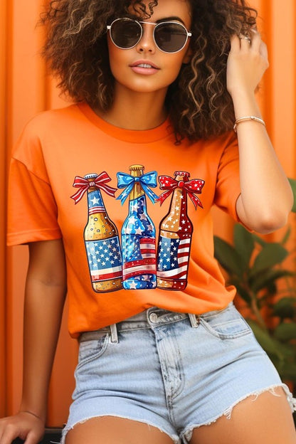 Patriotic Beer Bottles Graphic Plus Tee