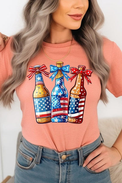 Patriotic Beer Bottles Graphic Plus Tee