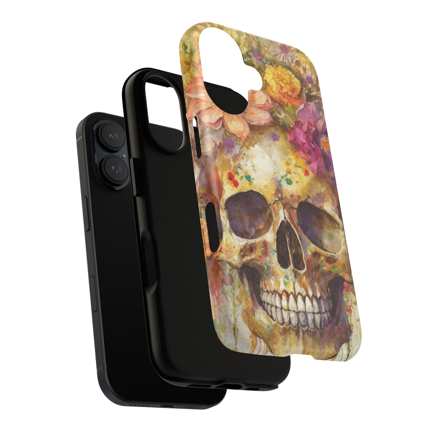 Unique Floral Skull Tough Phone Case