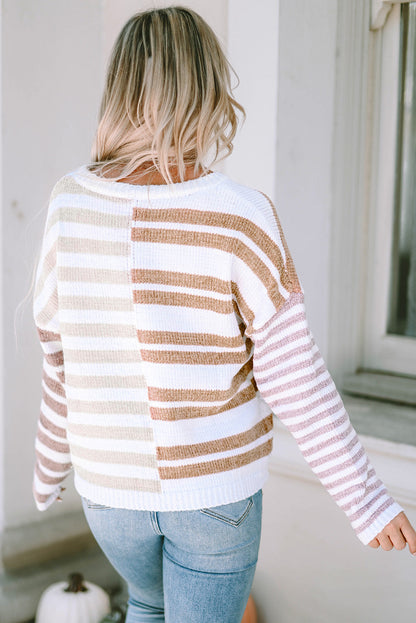 Magnolia Stripe Slouchy Sweater - Aaria Tees