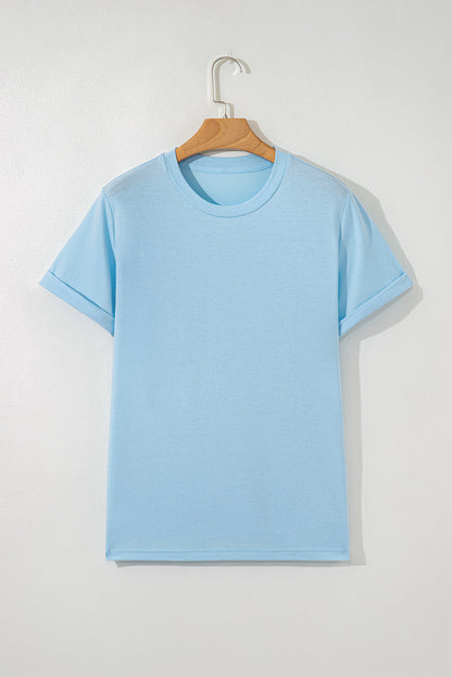 Solid Short Sleeve Crew Neck Tee