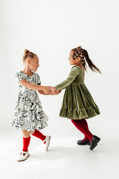 Cream Preppy Bow | Collard Twirl Dress