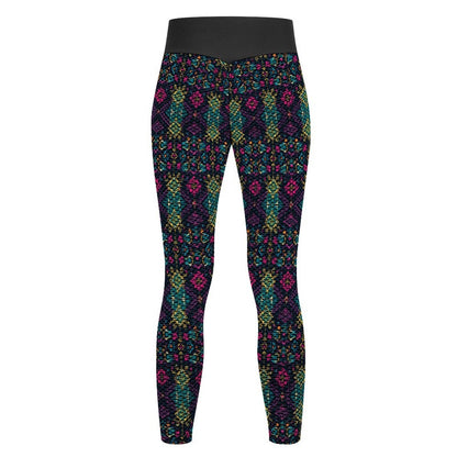 Munsieur Design Custom Printed Honeycomb Textured Yoga Leggings for Women