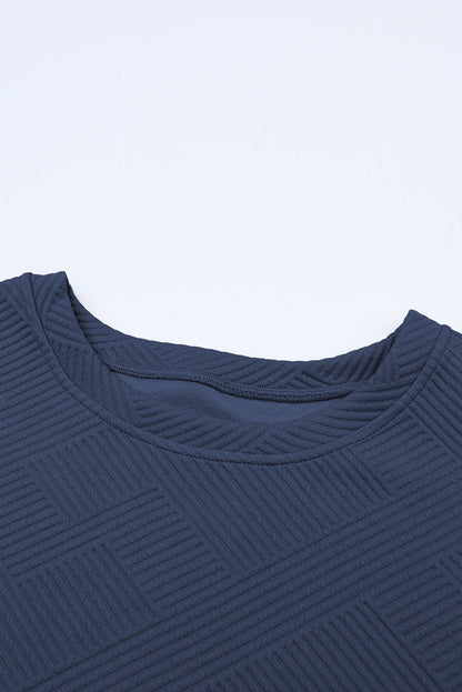 Solid Textured T-Shirt and Drawstring Pants Set