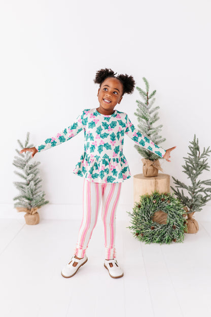 Pink Candy Cane Stripe | SLIM LEGGINGS