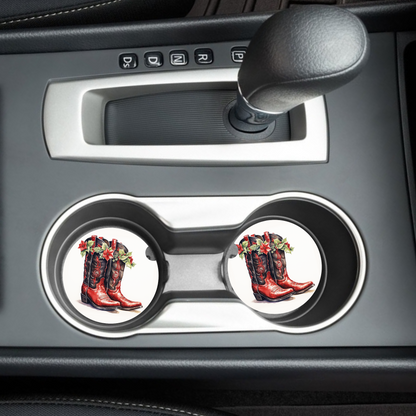 Festive Cowboy Boots Car Coaster