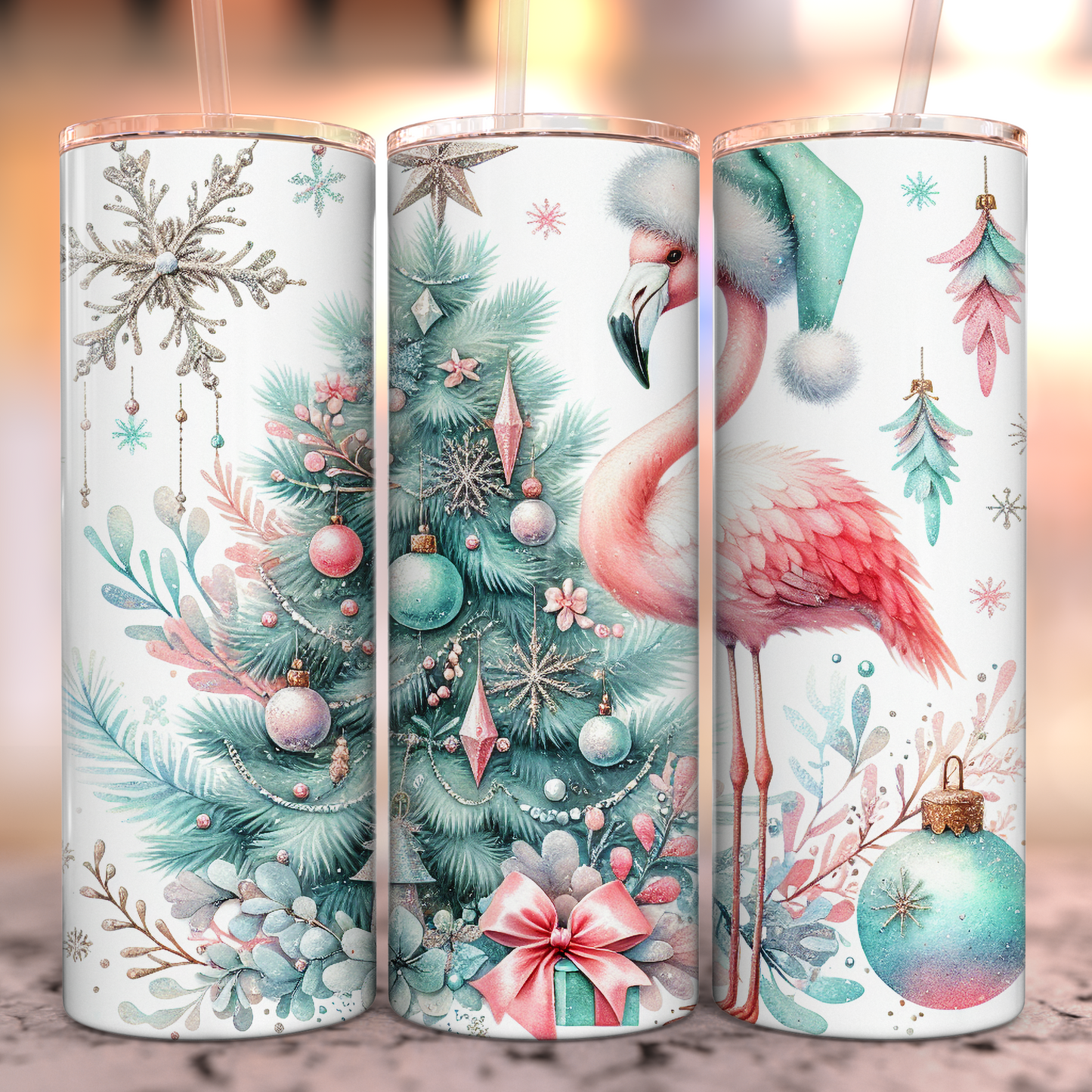 Festive Flamingo 20oz Stainless Steel Tumbler