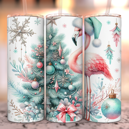 Festive Flamingo 20oz Stainless Steel Tumbler