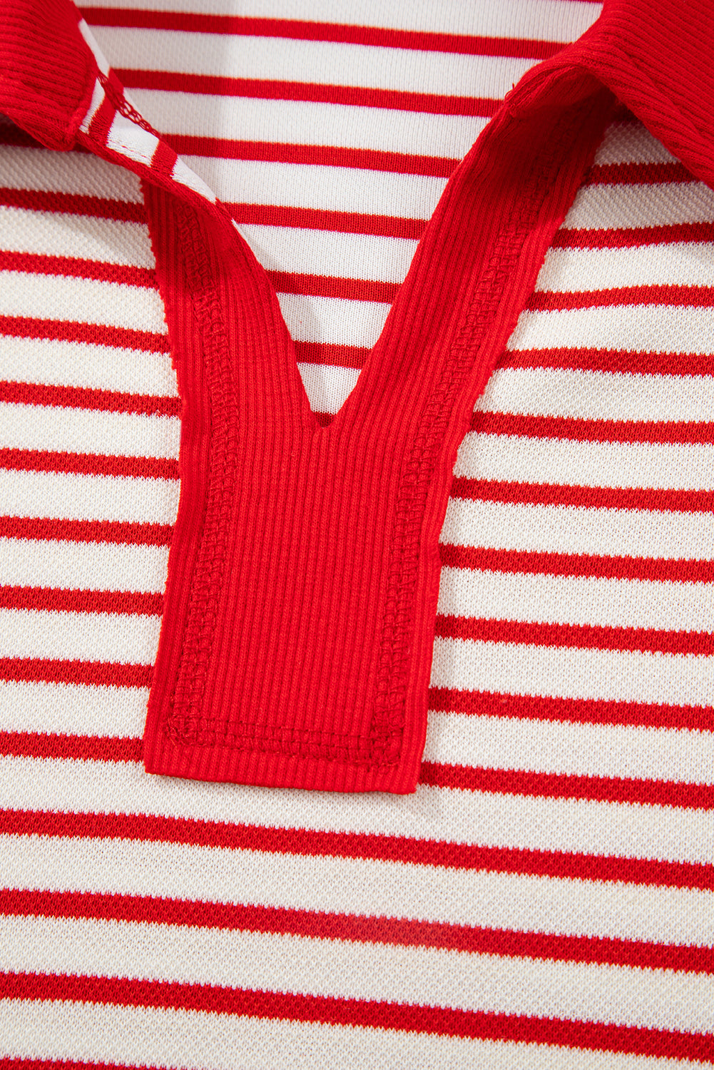 Red Stripe Collared V Neck Drop Shoulder Pullover and Skort 2pcs Outfit