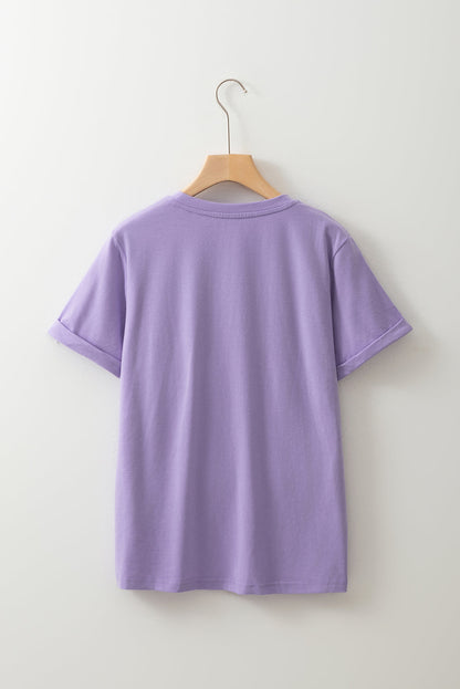 Solid Short Sleeve Crew Neck Tee