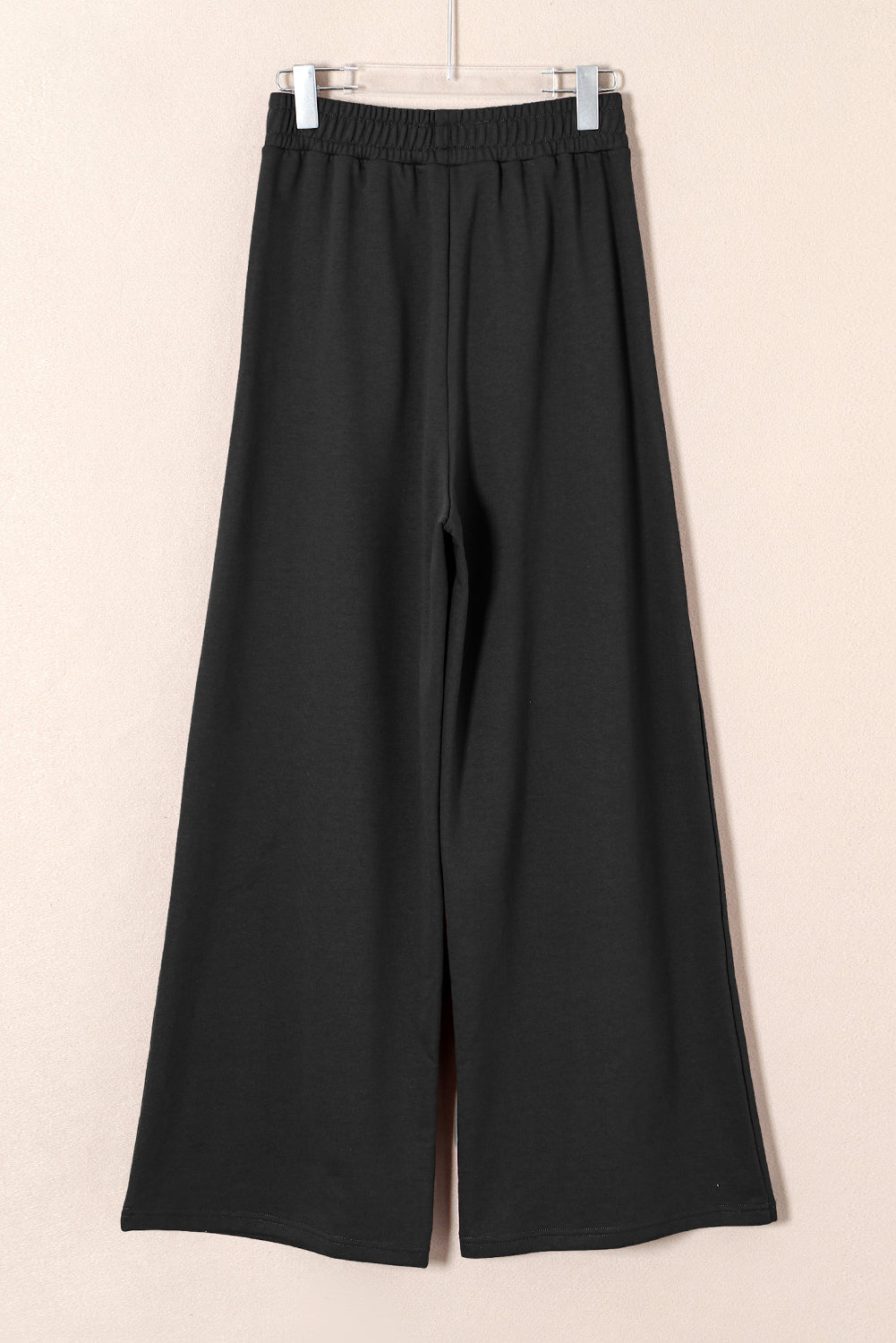 Black Tied Elastic High Waist Pleated Detail Solid Sweatpants