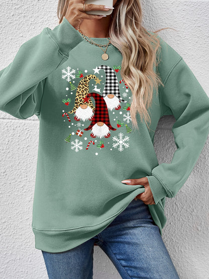 Faceless Gnomes Graphic Drop Shoulder Sweatshirt - Aaria Tees