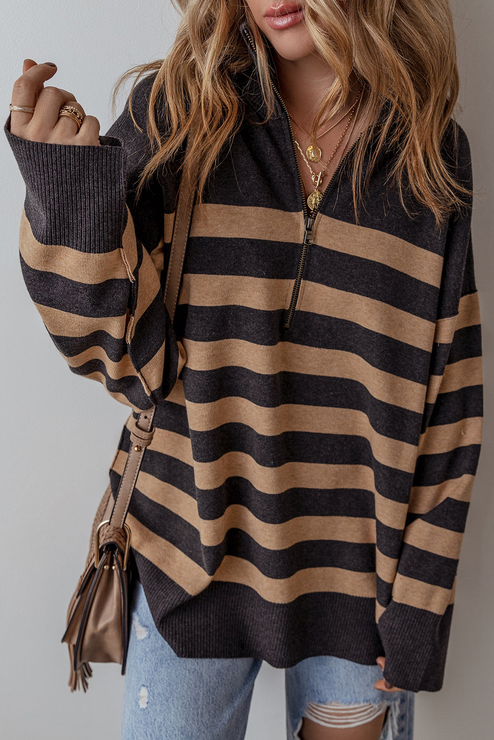 Adeline Stripe Oversized Sweater - Aaria Tees