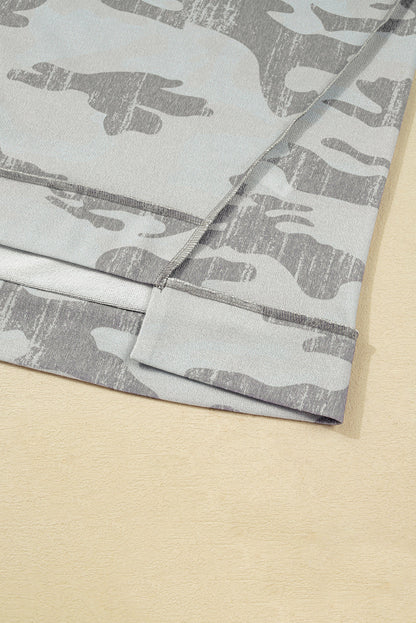 Multicolour Camouflage Print Round Neck Plus Size Sweatshirt