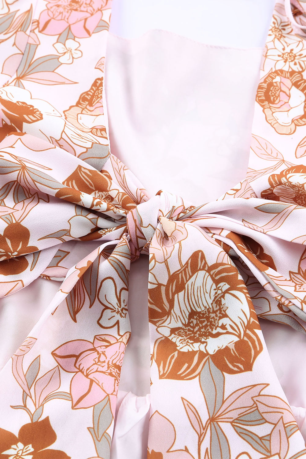Sloan Floral Print Bow Knot Backless Square Neck Mini Dress - Aaria Tees