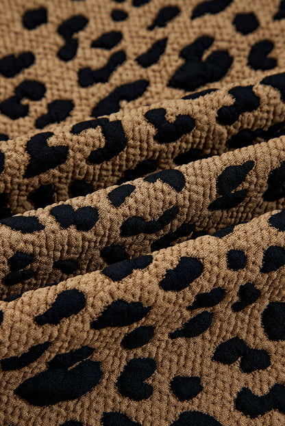 Leopard Quarter-Zip Drop Shoulder Sweatshirt