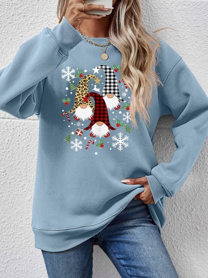 Faceless Gnomes Graphic Drop Shoulder Sweatshirt - Aaria Tees