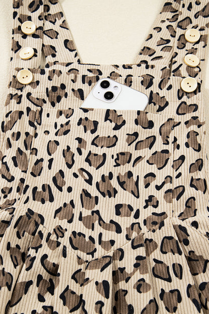 Leopard Bib Wide Leg Jumpsuit