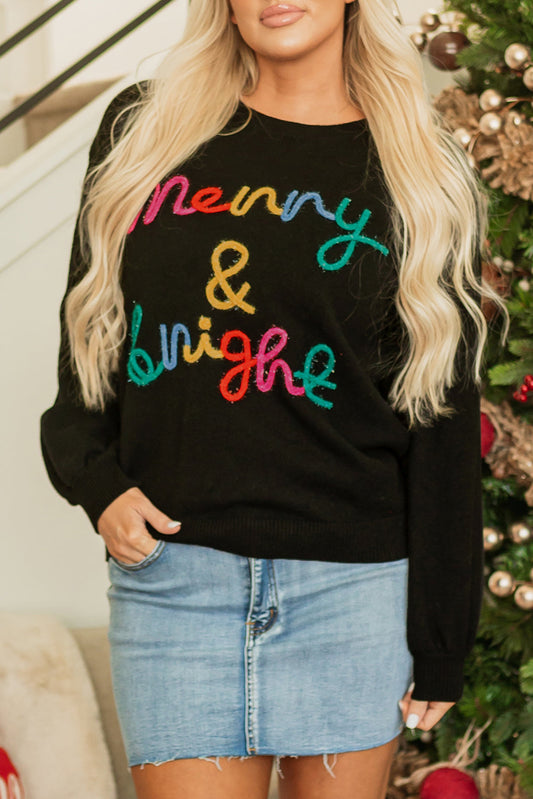 Christmas Merry & Bright Tinsel Long Sleeve Sweater