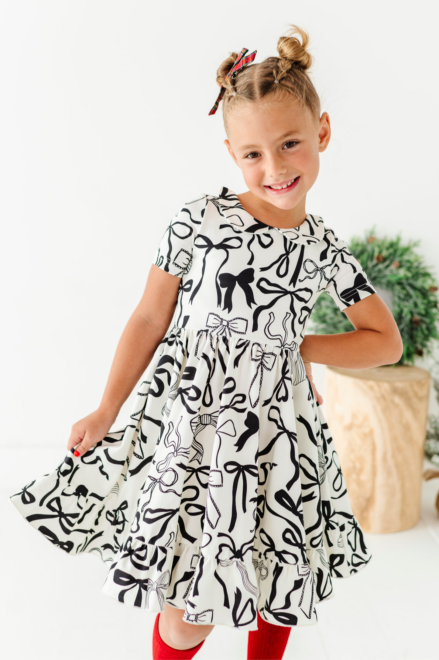 Cream Preppy Bow | Collard Twirl Dress