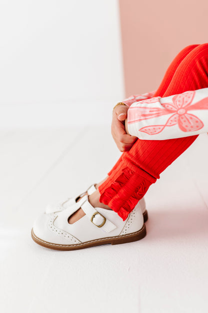 Holly Red | Ribbed SLIM LEGGINGS