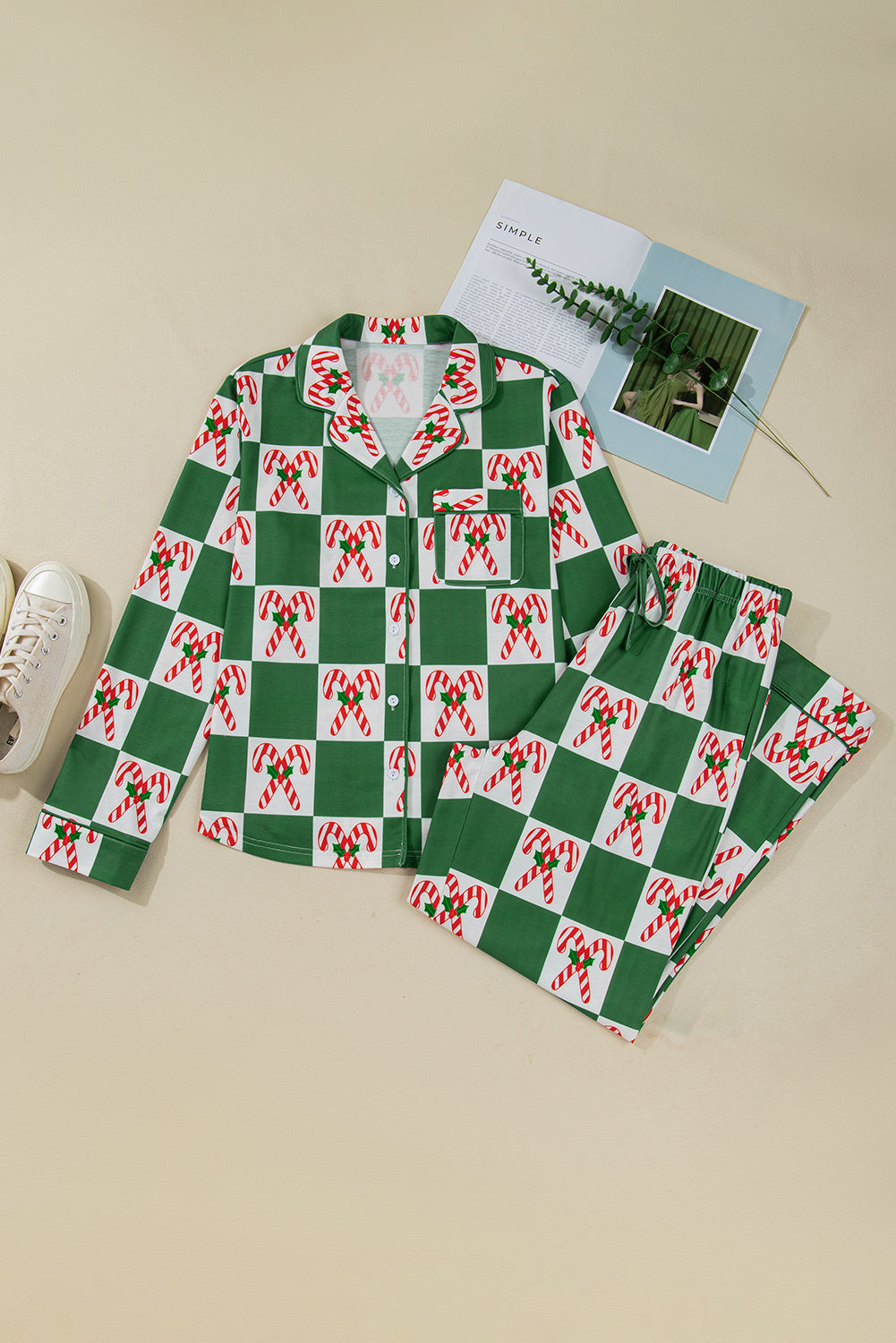 Christmas Holly Jolly Checker Pajama Set