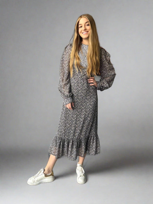 Floral Micro Print Dress - Aaria Tees