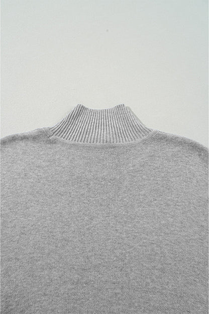 Leopard Mock Neck Side Slit Sweater