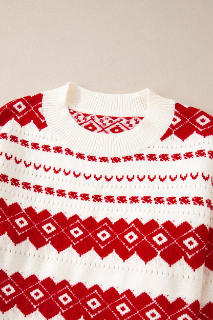Christmas Western Geometric Crew Neck Sweater