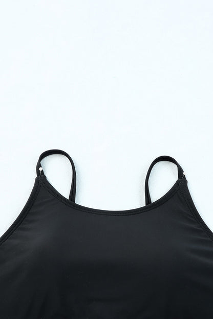 Edith Leopard Mesh Trim 2pcs Bikini Swimsuit