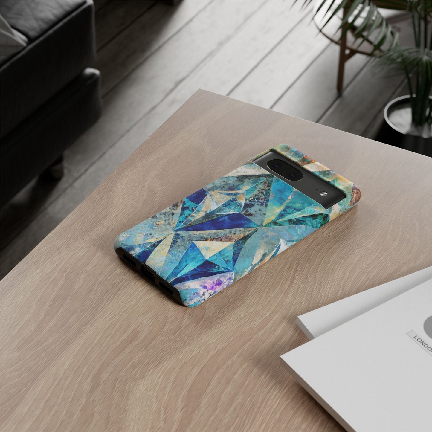 Diamond Blue Abstract Tough Phone Case