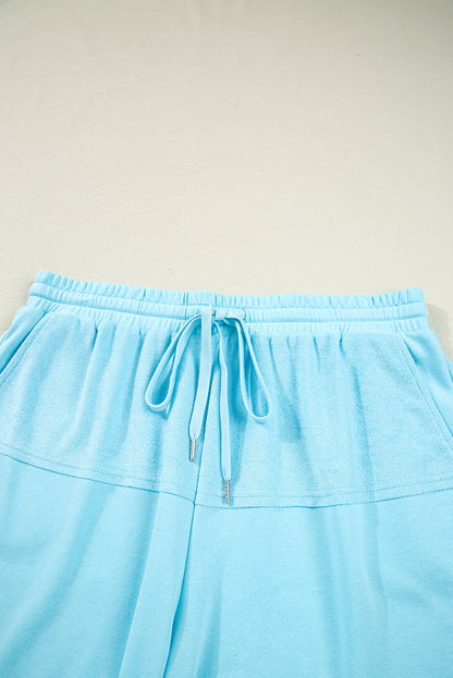 Plus Size Solid Pullover Top and Shorts Set