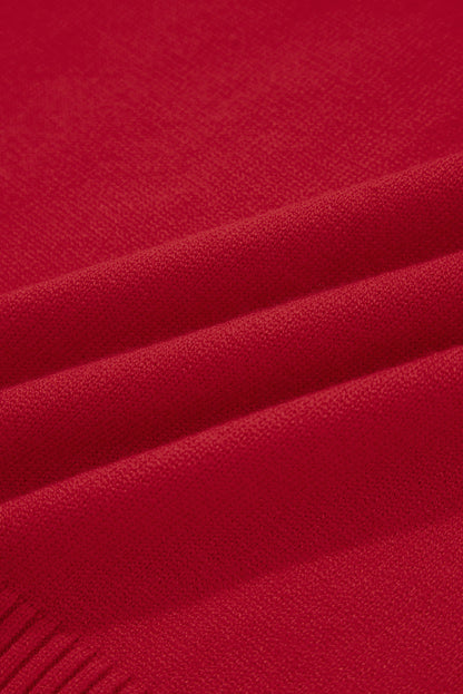 Bow Contrast Trim Long Sleeve Cropped Christmas Sweater